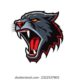 A dynamic and powerful howling panther head vector clip art illustration, with piercing eyes and sharp fangs, guaranteed to make a bold statement in your designs
