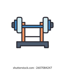 Dynamic Powerlifting Barbell Icon for Workouts. Design of Fitness and Gym Icons.