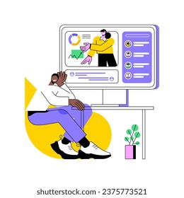 Dynamic presentation isolated cartoon vector illustrations. Group of colleagues look at dynamic presentation online, new business technology, company teamwork organization vector cartoon.