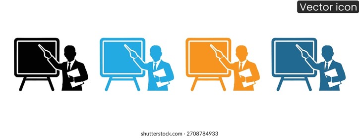 O apresentador dinâmico explica as principais estratégias usando um quadro de comunicações. Perfeito para ilustrar treinamento, reuniões e conteúdo educacional em um estilo profissional e moderno.