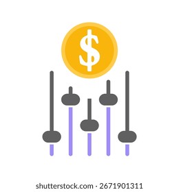dynamic pricing line icon vector illustration, pictogram isolated on white background. color editable	