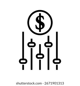 dynamic pricing line icon vector illustration, pictogram isolated on white background. color editable	