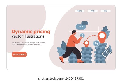 Dynamic Pricing Strategy. An agile approach to pricing based on market demand and cost analysis. Illustrating financial adaptability and real-time adjustments for business growth. Flat vector.