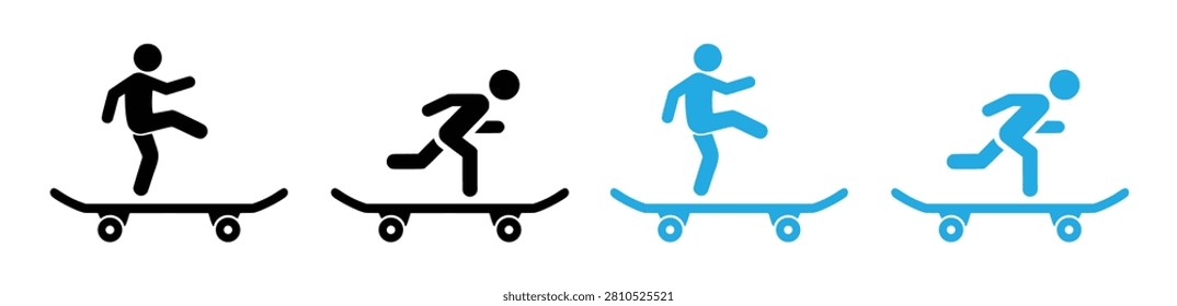 Dynamic progression of stylized skaters demonstrating movement. Ideal for sports recreation or abstract concepts.
