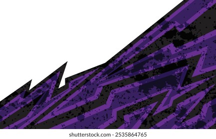 Padrão geométrico roxo e preto dinâmico com textura grunge. Perfeito para desenhos nervosos e energéticos. pano de fundo banner cartaz papel de parede site design cabeçalho.