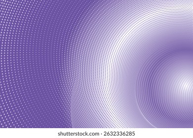 Dynamic purple colored halftone dots: abstract wave patterns for technology and sound, particle wave motion, and halftone gradient on a black background.