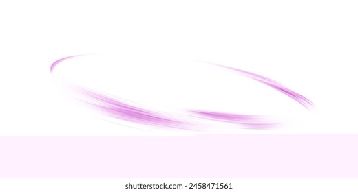 Dynamische violette Linien mit Leuchteffekt. Abstrakte violette Lichtlinien wirken auf weißen Hintergrund PNG-Effekt. Rotierender Lichteffekt für Spiel- und Werbedesign.