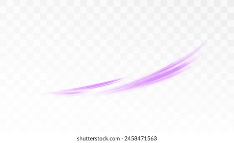 Dynamic purple lines with glow effect. Abstract purple light lines effect on white background PNG effect. Rotating light effect for gaming and advertising design.