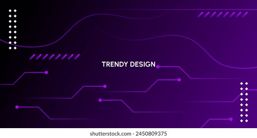 Dynamic purple particle technology concept background