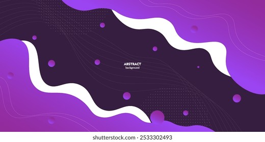 Dynamic purple textured background fluid design in 3D style with wavy orange colors.