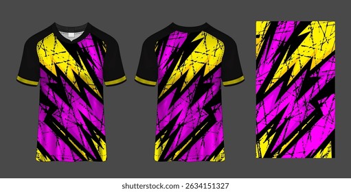 Dynamic Purple and Yellow Lightning Bolt Jersey Template