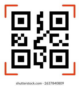Dynamic QR Code Design. Minimalistic Black and Red Vector Style - Stock Illustration for Digital Applications and Marketing