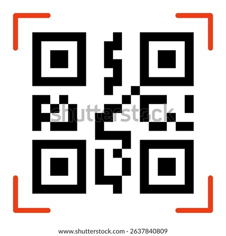 Dynamic QR Code Design. Minimalistic Black and Red Vector Style - Stock Illustration for Digital Applications and Marketing