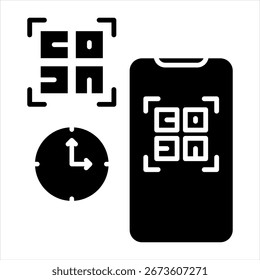 Dynamic Qr Glyph Icon Vector Illustration