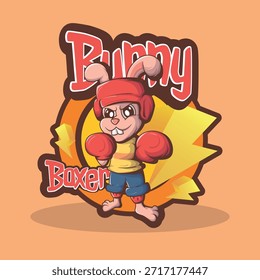 Dynamic Rabbit Boxing Athlete Mascot Illustration