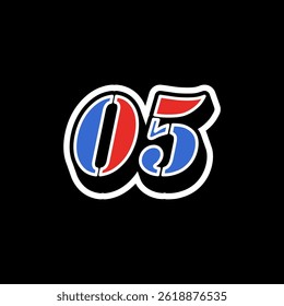 Dynamic Racing Digit Zero Five Graphic. The design is clean and suitable for various applications related to motorsport, sports, branding, and graphic design