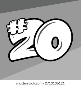Conjunto de pegatinas de número 20 de carreras dinámicas