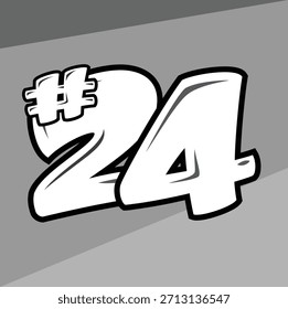 Dynamic racing number 24 sticker set