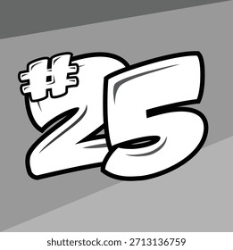 Conjunto de pegatinas de número 25 de carreras dinámicas