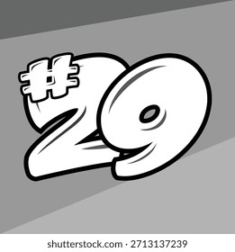 Dynamic racing number 29 sticker set