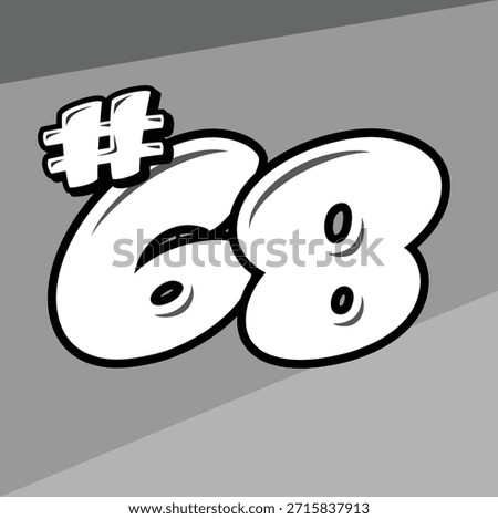 Dynamic racing numbers #68 suitable for car decals, racing jerseys, posters, and digital designs.
