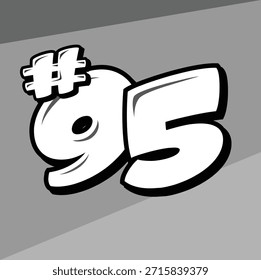 Números de corrida dinâmicos #95 adequado para decalques de carro, camisas de corrida, cartazes e desenhos digitais.