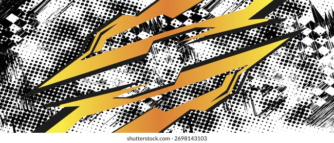 Dynamic racing vector background with bold lightning bolts, grunge splashes, and urban graffiti style, perfect for motorsport, decals, and high-speed designs.
