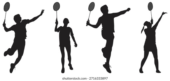 Dynamic Racket Sport Athlete Shadow Figures Pack.