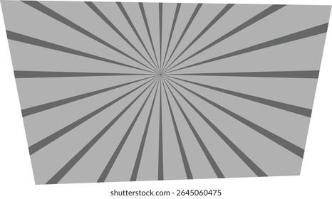 Um padrão dinâmico de intermitência radial com linhas convergentes em forma trapezoidal. As linhas irradiam a partir de um ponto central, criando uma sensação de movimento. Ilustração de vetor de desenhos animados.