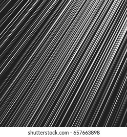 Dynamic, radial lines pattern. Straight slanted lines black and white geometric pattern / texture