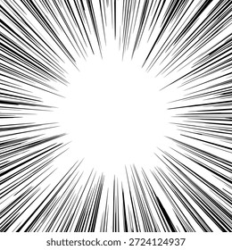 Dynamic Radial Speed Lines Burst Effect Vector with Motion Explosion Style for Comic, Action, and Energy Backgrounds
