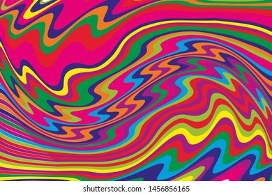 Dynamic rainbow background with wavy swirling lines Vector illustration
