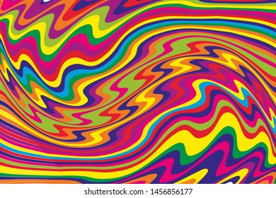 Dynamic rainbow background with wavy swirling lines Vector illustration
