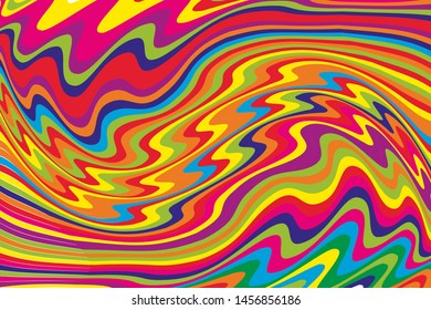 Dynamic rainbow background with wavy swirling lines Vector illustration
