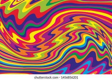 Dynamic rainbow background with wavy swirling lines Vector illustration
