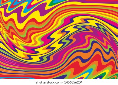 Dynamic rainbow background with wavy swirling lines Vector illustration
