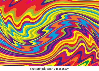 Dynamic rainbow background with wavy swirling lines Vector illustration
