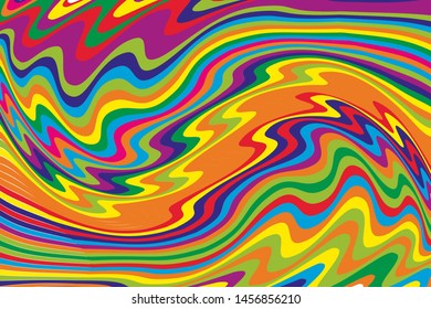 Dynamic rainbow background with wavy swirling lines Vector illustration
