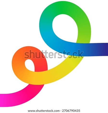 Dynamic rainbow colored looping ribbon design element for vibrant branding and creative marketing