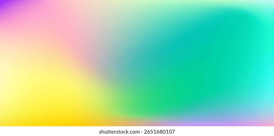 Dynamic rainbow gradient with vivid yellow, green, pink, and turquoise hues. Smooth color transitions create an energetic, playful vibe ideal for creative branding and digital designs.
Vector EPS10.