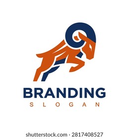 Dynamic ram illustration for athletic or powerful brand identities.