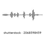 Dynamic range of the signal. Visual display of the sound signal. Zigzag black line on a white background. Vector.