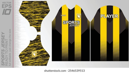 Dynamic ready-to-print jersey design, perfect for sports or casual wear. Fully customizable and easy to resize for any size. Ideal for sublimation or other printing methods, offering a sleek and moder