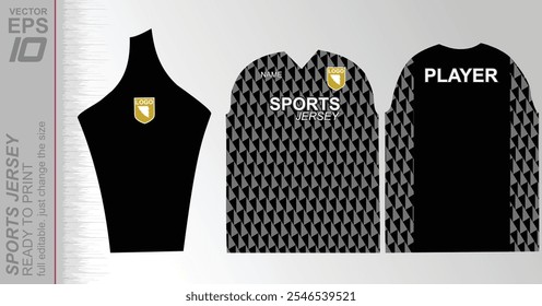 Dynamic ready-to-print jersey design, perfect for sports or casual wear. Fully customizable and easy to resize for any size. Ideal for sublimation or other printing methods, offering a sleek and moder