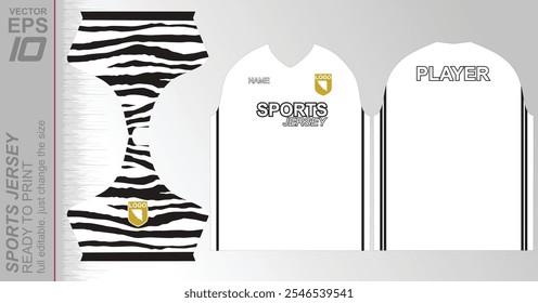 Dynamic ready-to-print jersey design, perfect for sports or casual wear. Fully customizable and easy to resize for any size. Ideal for sublimation or other printing methods, offering a sleek and moder