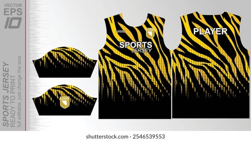 Dynamic ready-to-print jersey design, perfect for sports or casual wear. Fully customizable and easy to resize for any size. Ideal for sublimation or other printing methods, offering a sleek and moder