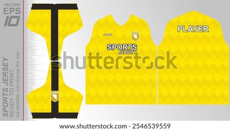 Dynamic ready-to-print jersey design, perfect for sports or casual wear. Fully customizable and easy to resize for any size. Ideal for sublimation or other printing methods, offering a sleek and moder