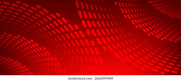 Dynamic red abstract background with curved dotted patterns creating a sense of motion and depth, perfect for modern, technology, or sports-themed designs.