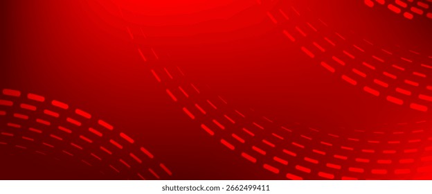 Fundo abstrato vermelho dinâmico com padrões pontilhados curvos criando uma sensação de movimento e profundidade, perfeito para projetos modernos, de tecnologia ou com temática esportiva.