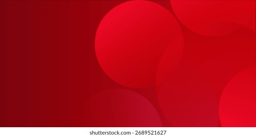 Dynamic red abstract background with layered circular shapes and smooth gradients. Powerful and modern design ideal for marketing, promotions, and branding